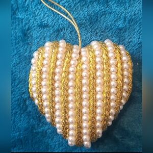 Silvestri  Gold WIth White Beaded Pearl Christmas Tree Ornament